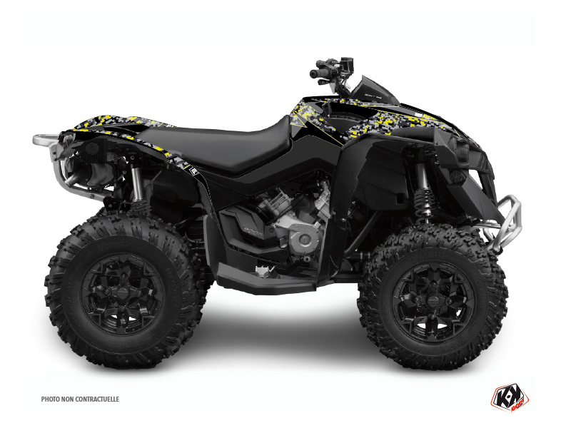 Can Am Renegade ATV Predator Graphic Kit Black Grey Yellow