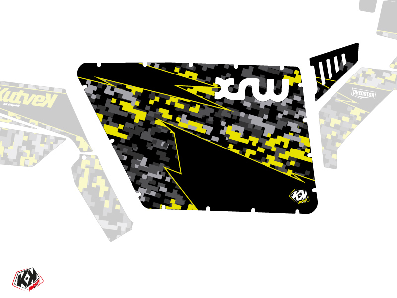 Kit Graphique Portes Standard XRW Predator SSV Polaris RZR 570/800/900 2008-2014 Noir Gris Jaune