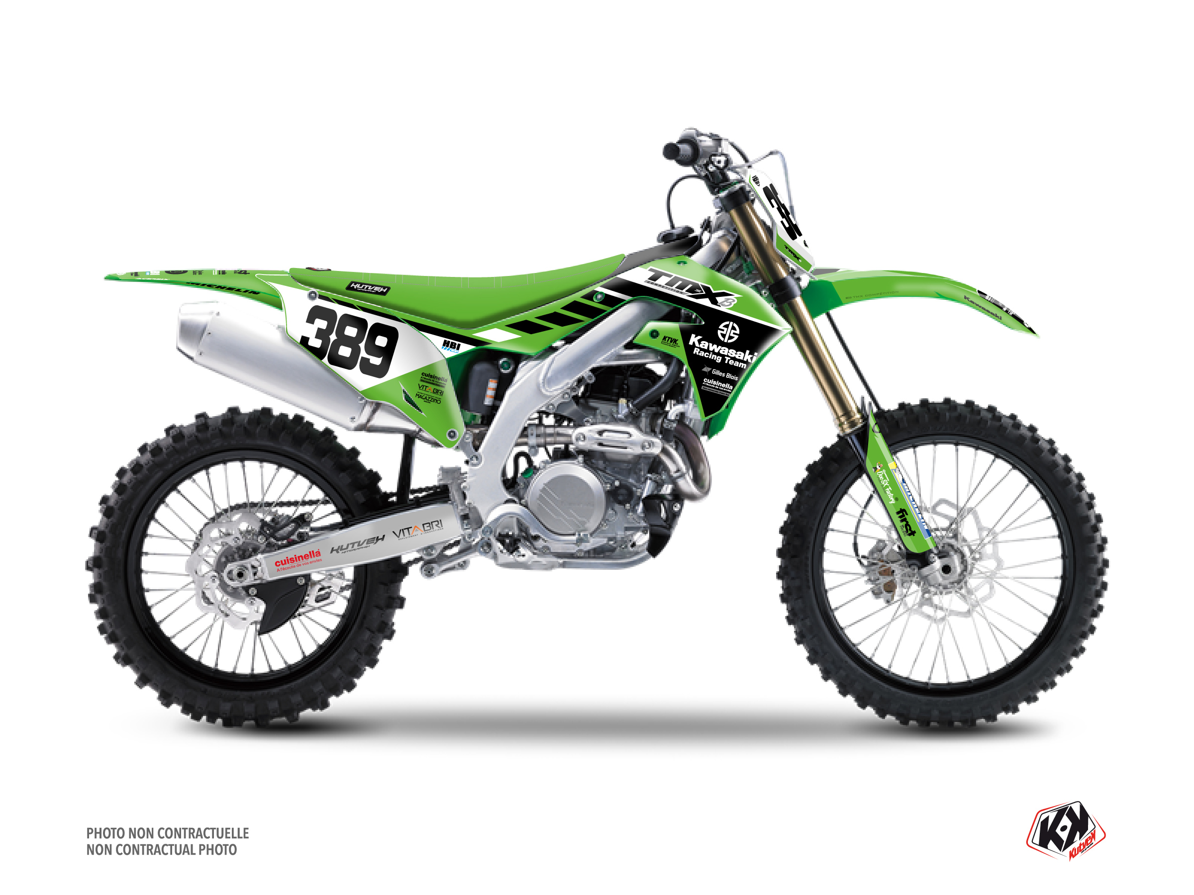 Zeronine MX Custom Graphics Kit For Kawasaki KX 85 (1998-2021) – BLOCK Black/Green – Made In UK