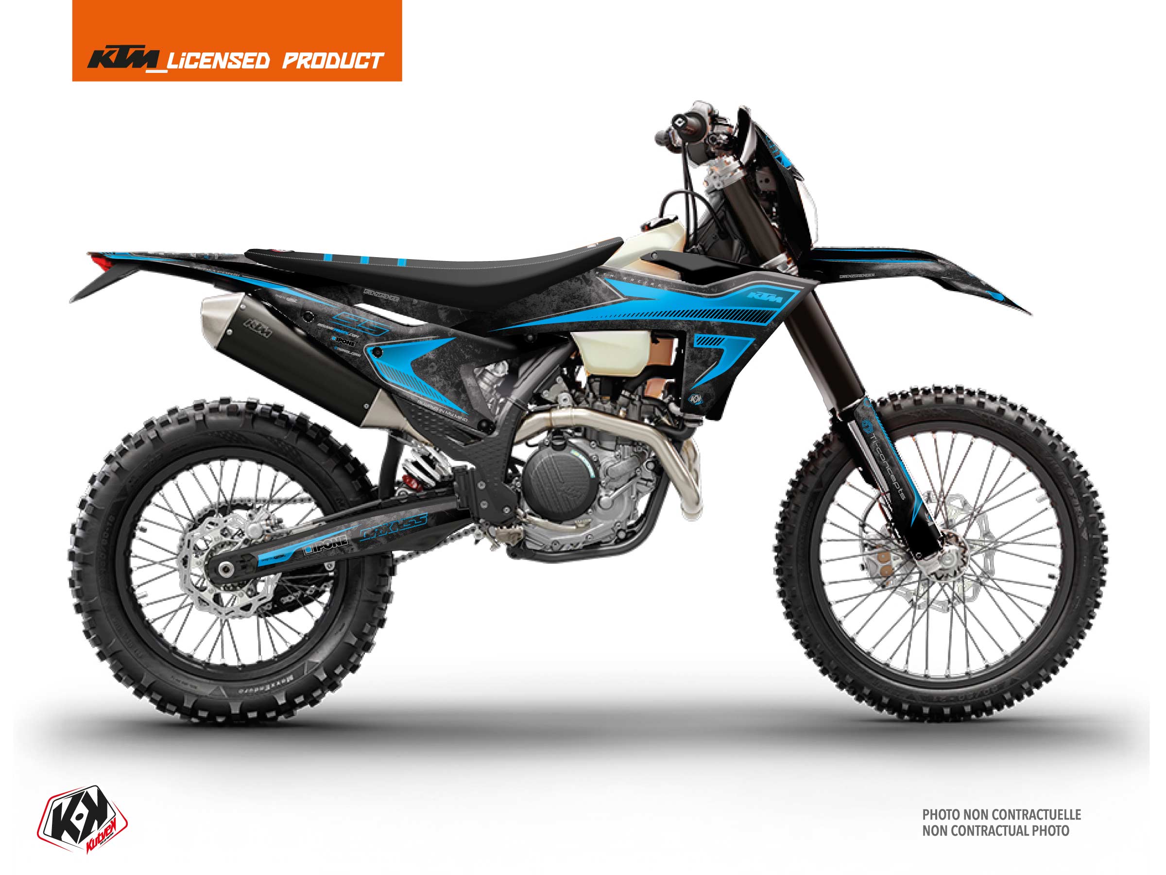 kit déco motocross ktm exc excf replica thomas corsi concrete noir-bleu