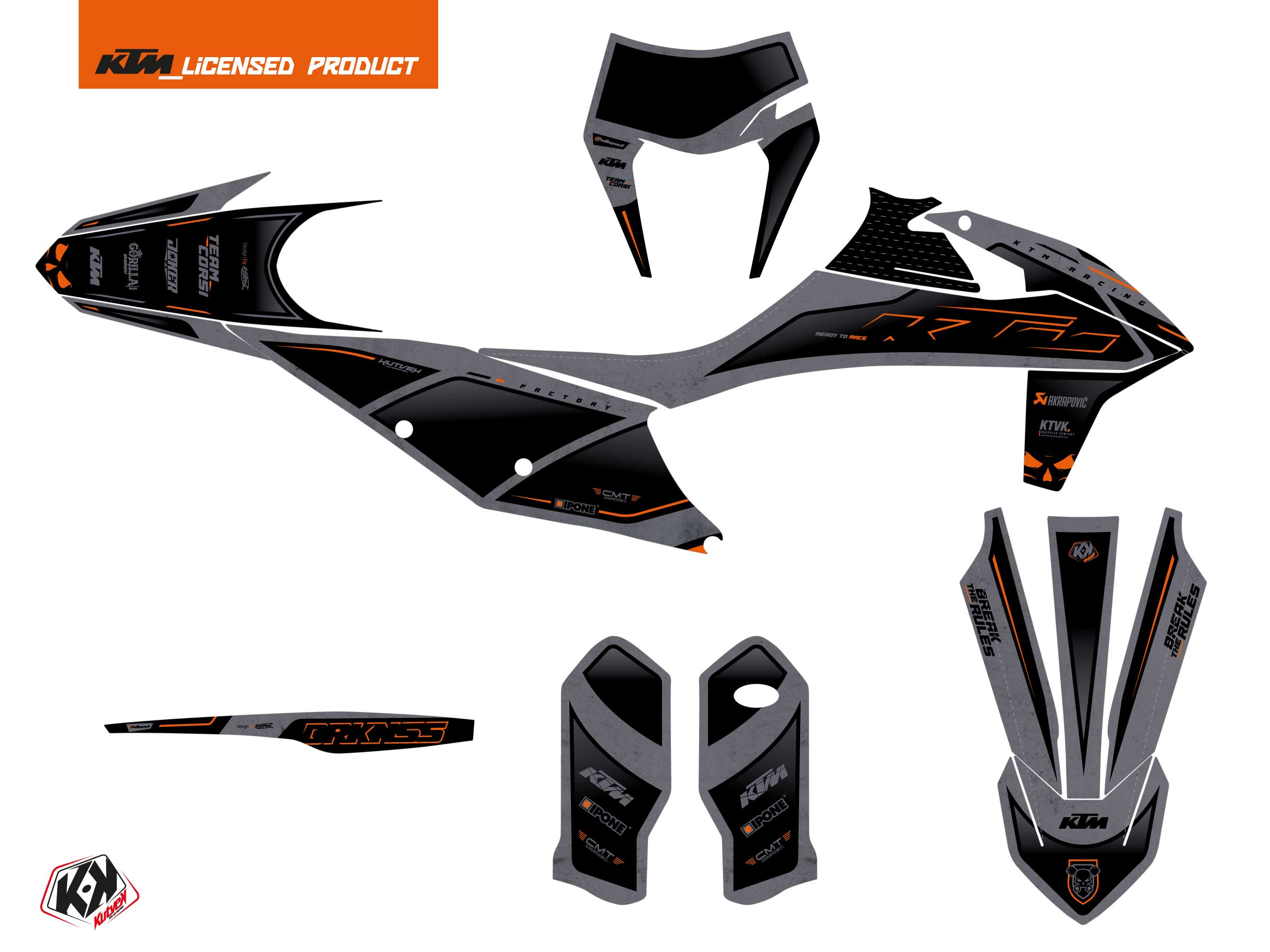 ktm dirt bike replica thomas corsi drknss graphic kit black-orange