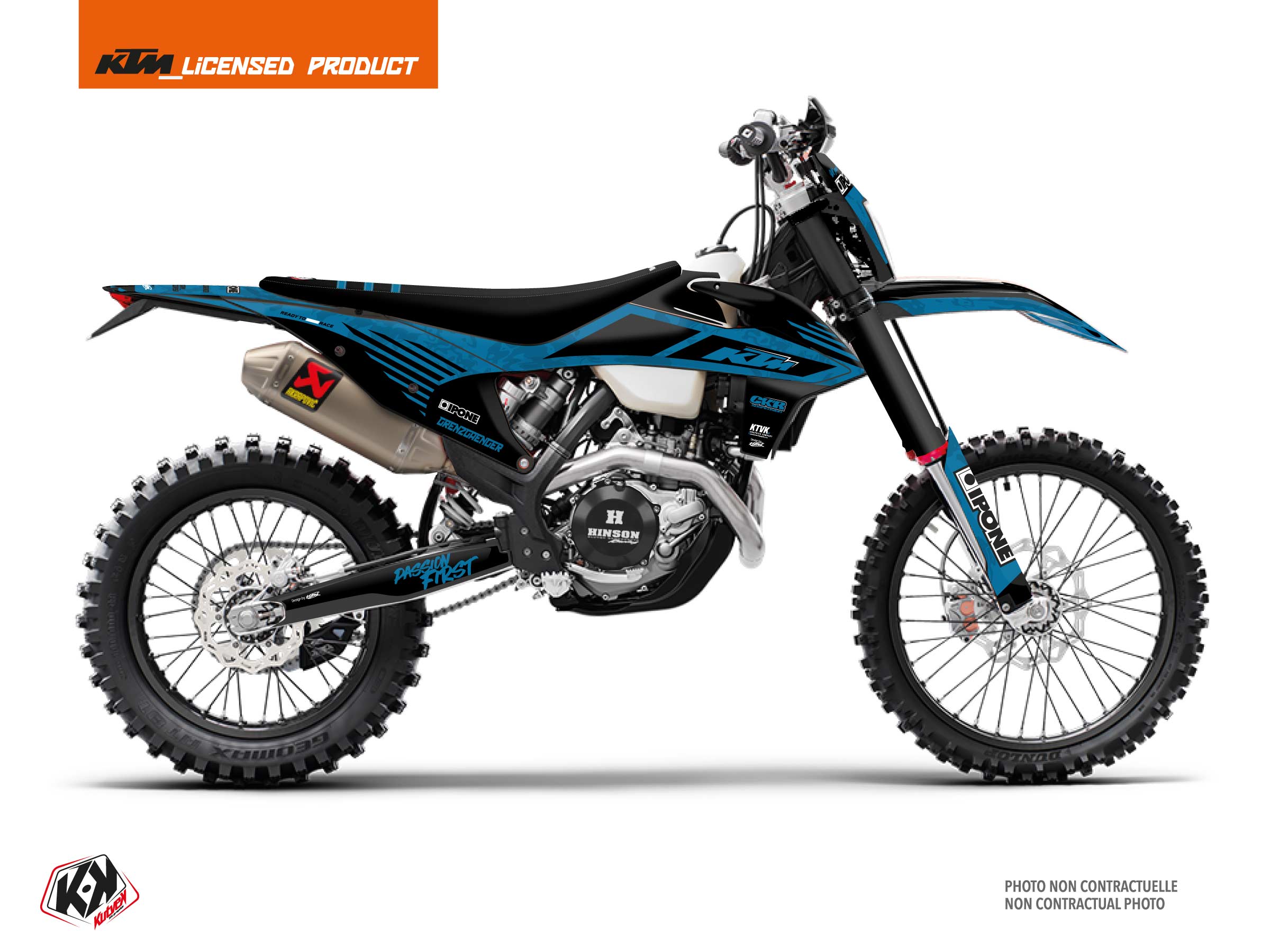 kit déco motocross ktm exc excf replica thomas corsi ipone noir-bleu