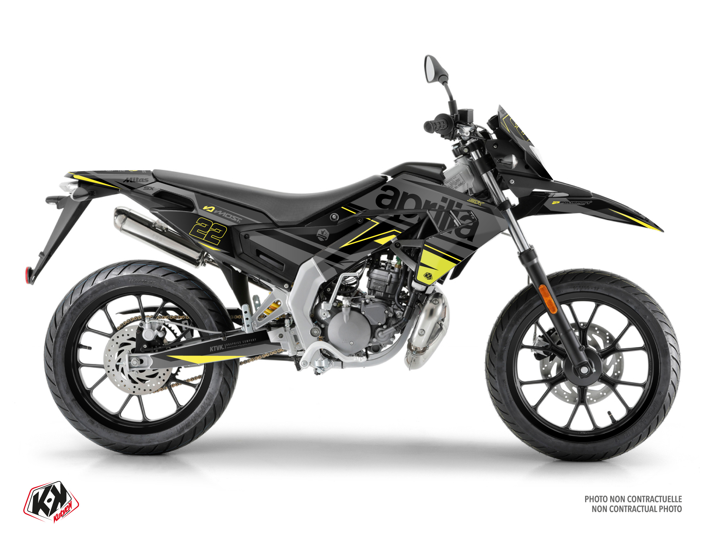 aprilia 50cc ridge  graphic kit black-neon yellow