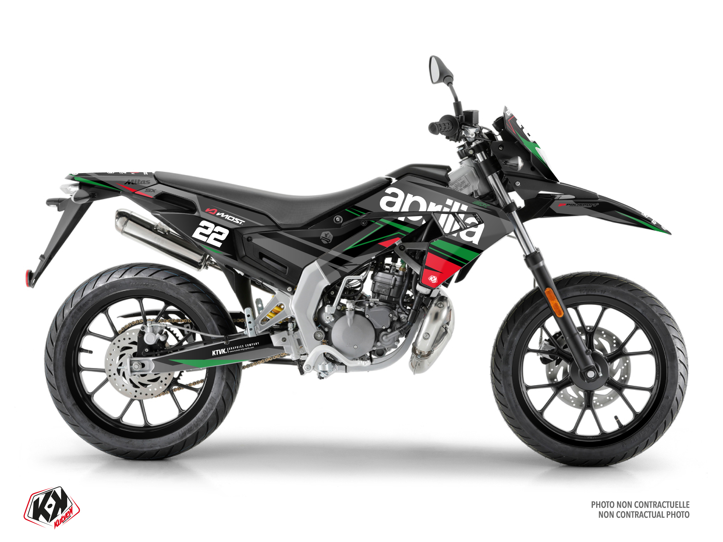aprilia 50cc ridge  graphic kit black-red-green