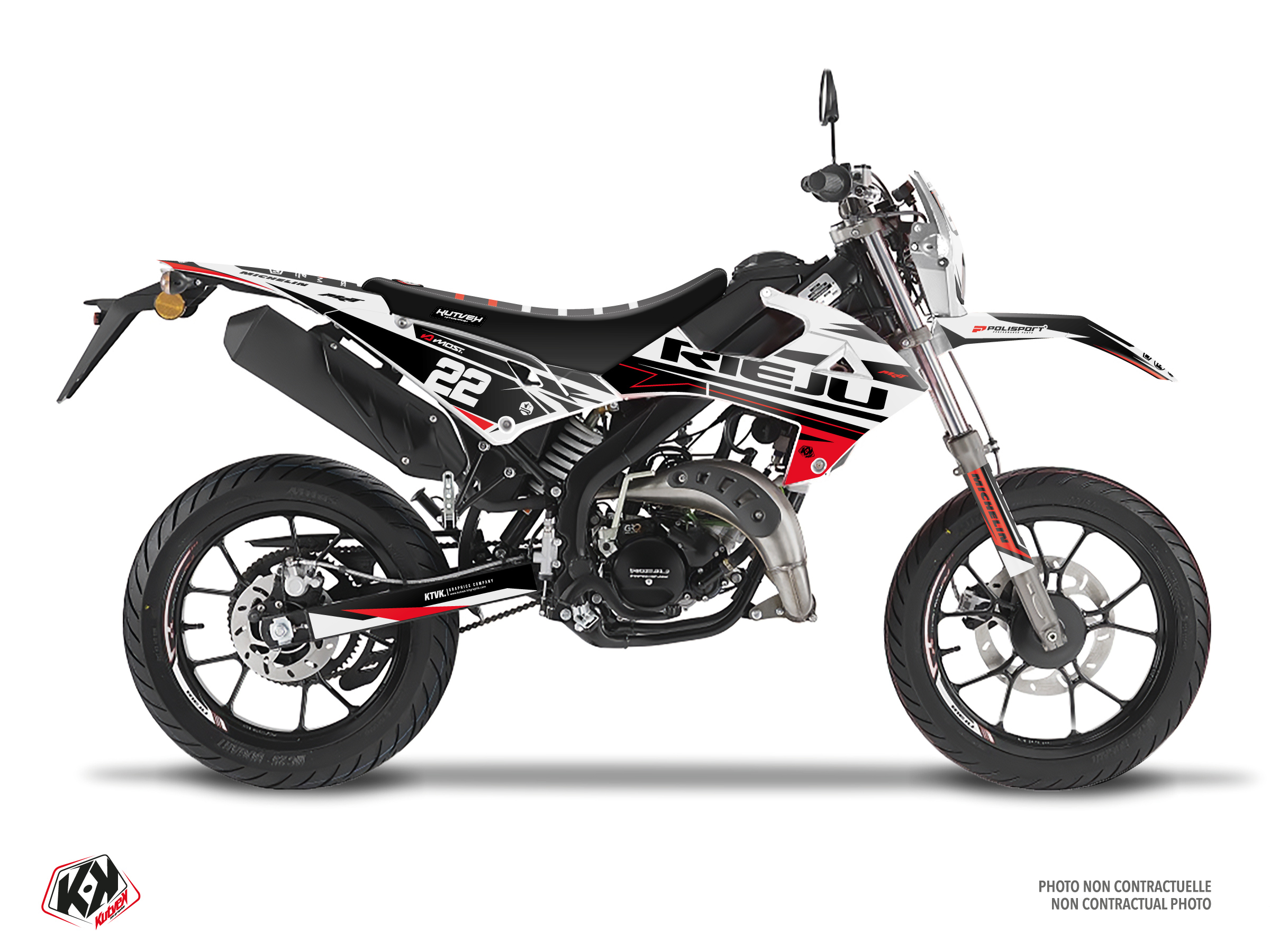 rieju 50cc ridge  graphic kit white-red