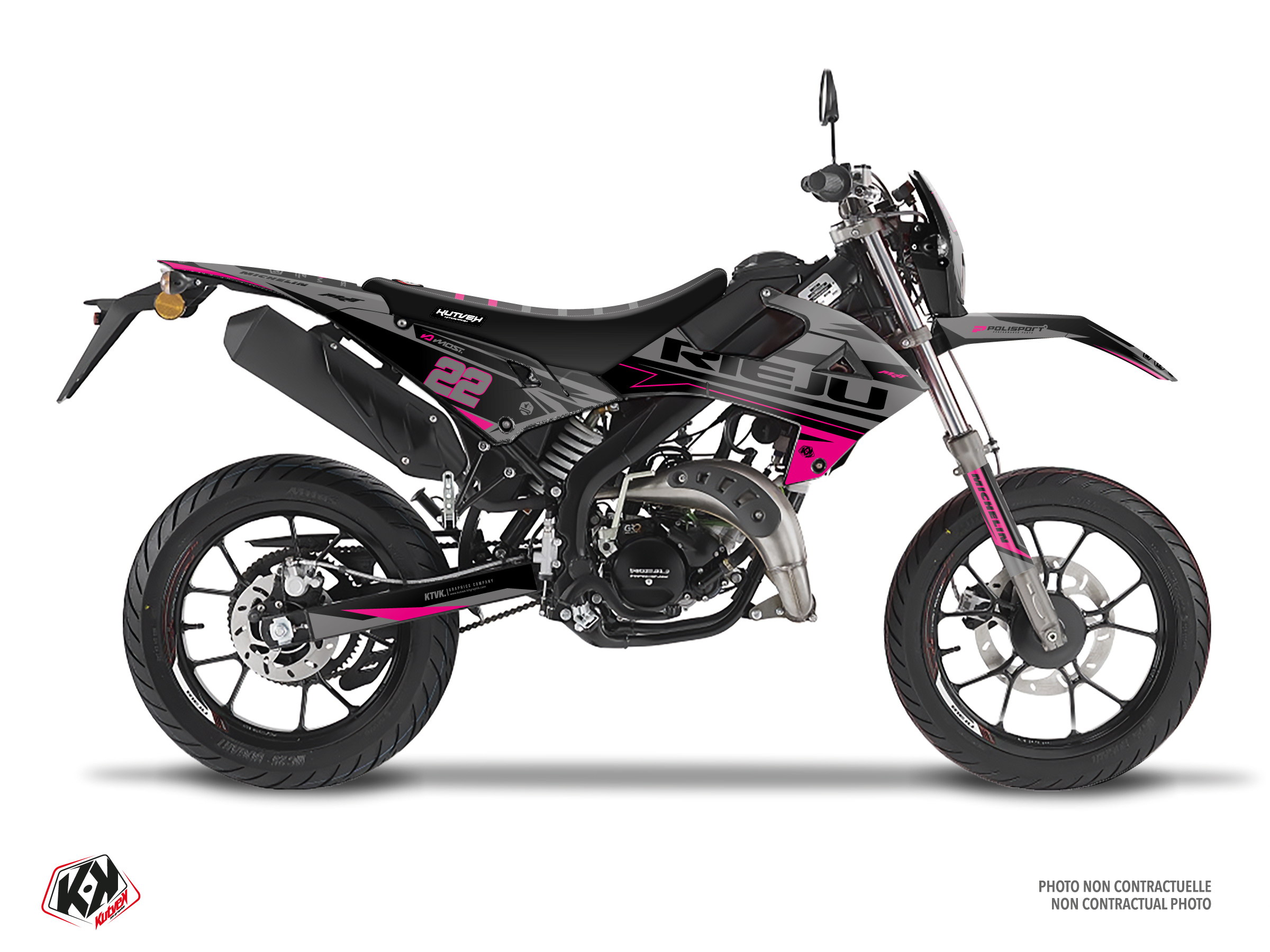 rieju 50cc ridge  graphic kit black-pink