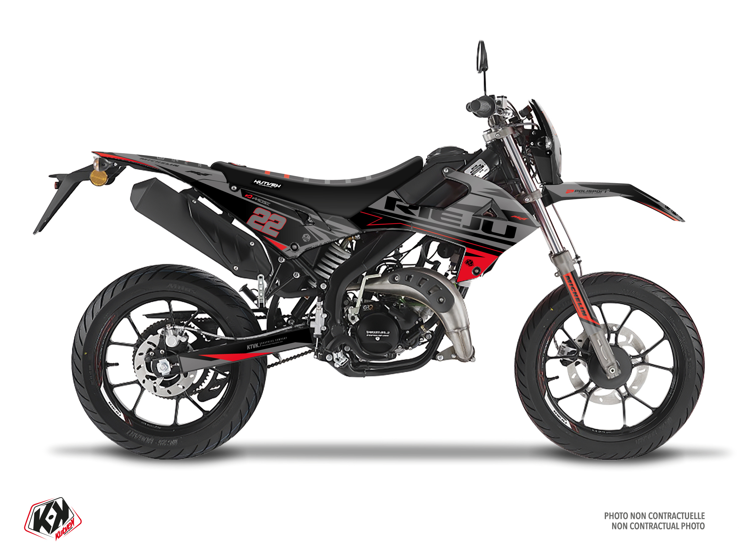 rieju 50cc ridge  graphic kit black-red