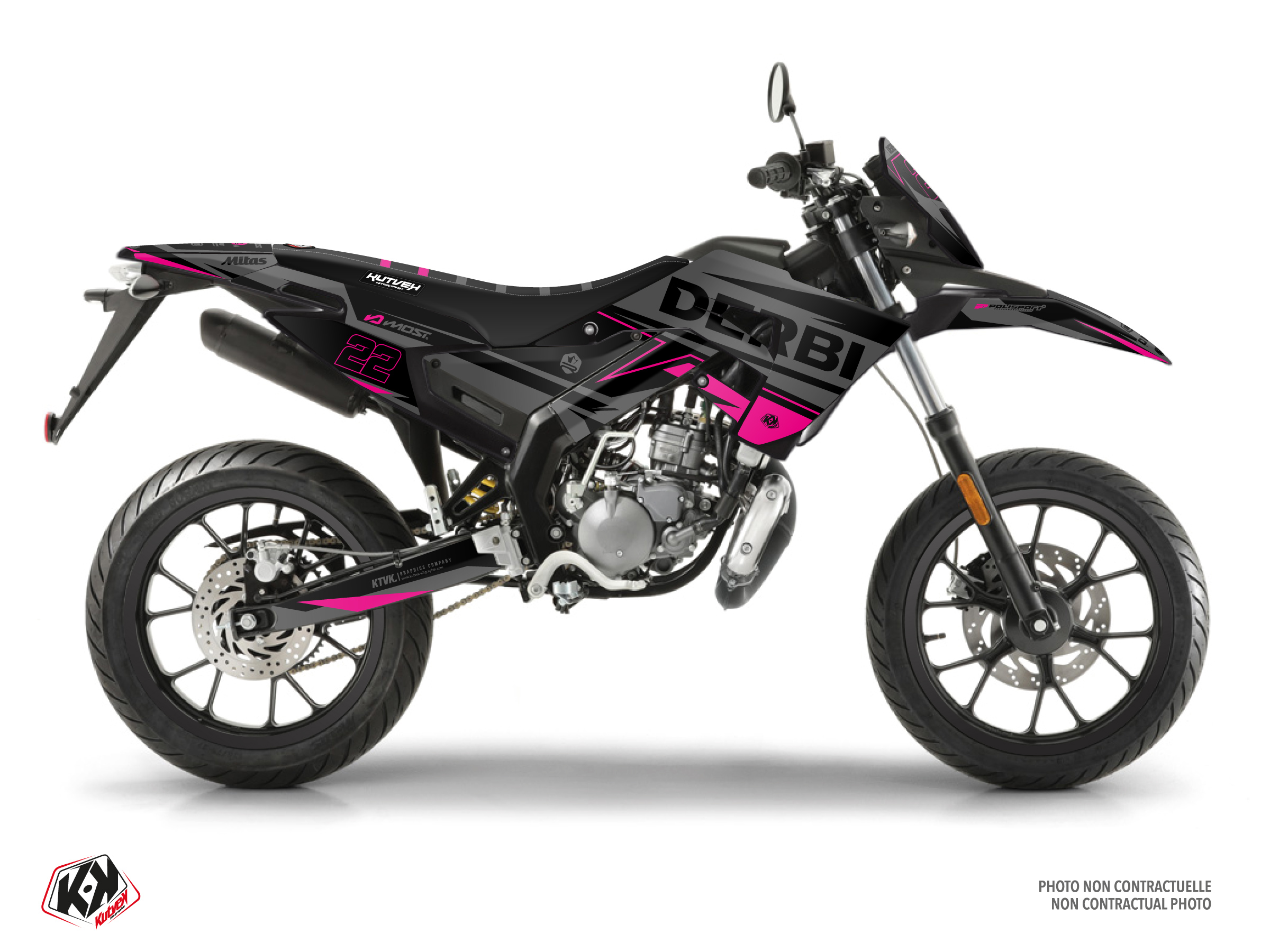 kit déco 50cc derbi ridge noir-rose 