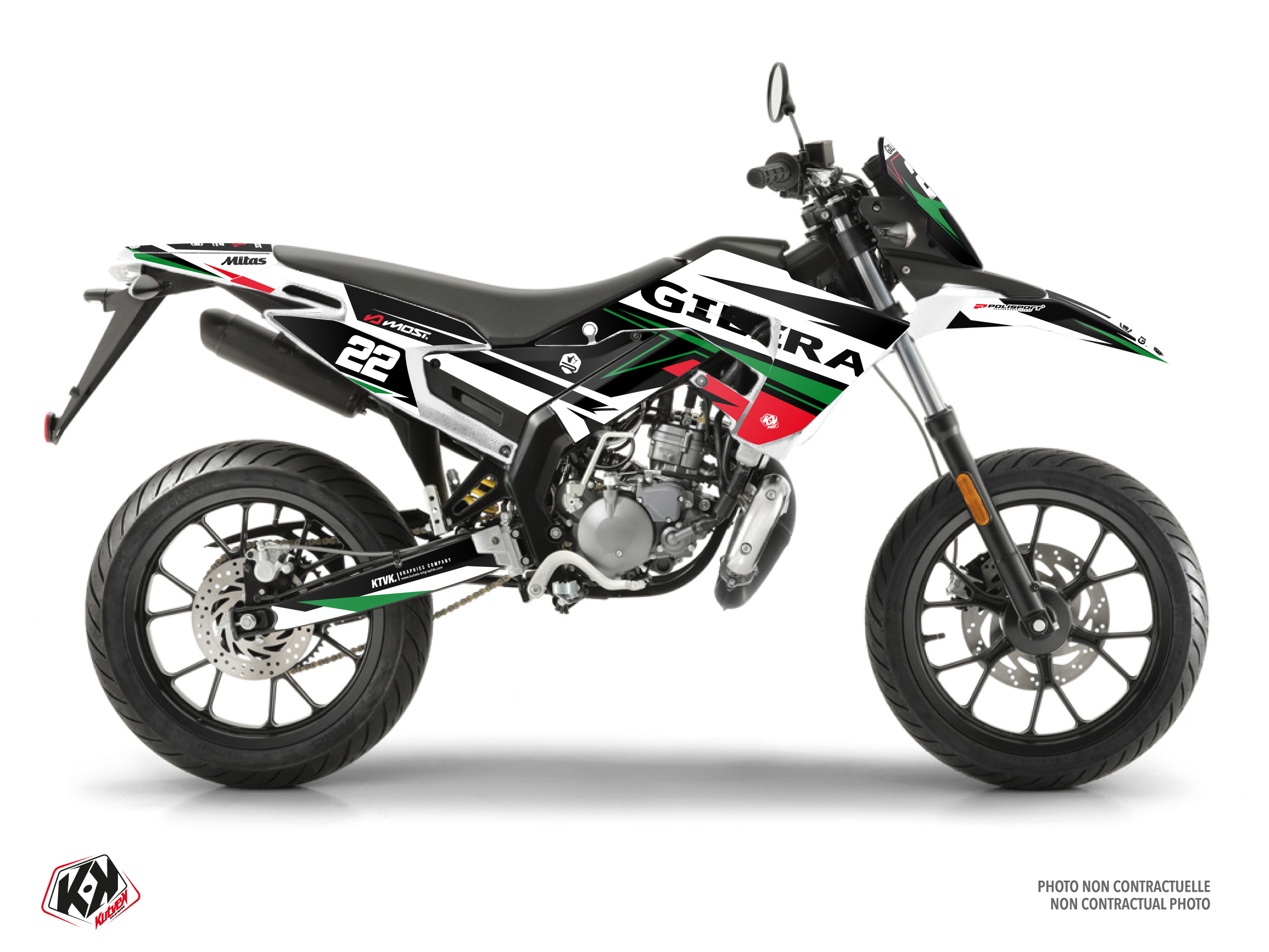 gilera 50cc ridge  graphic kit white-red-green