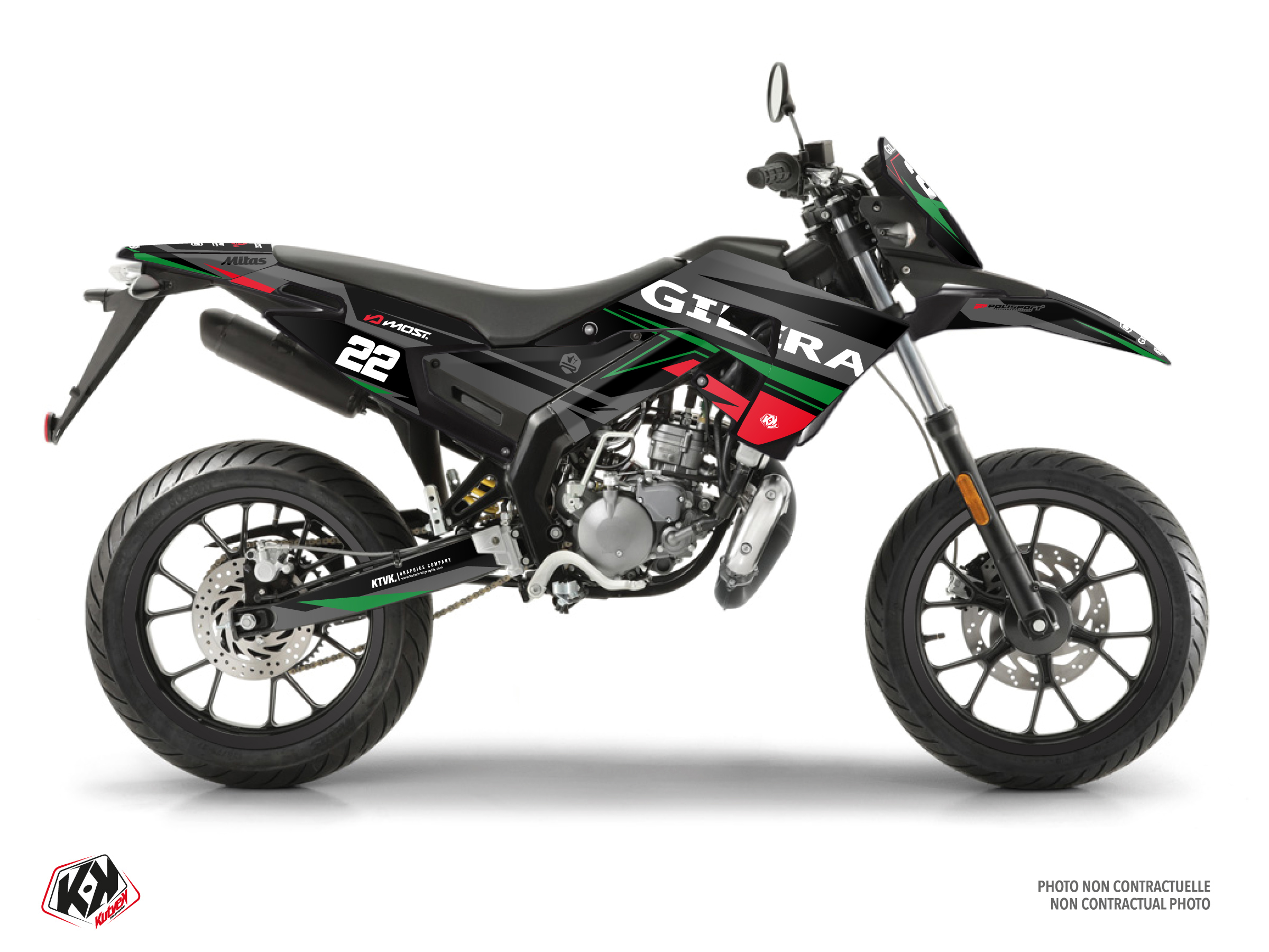 gilera 50cc ridge  graphic kit black-red-green