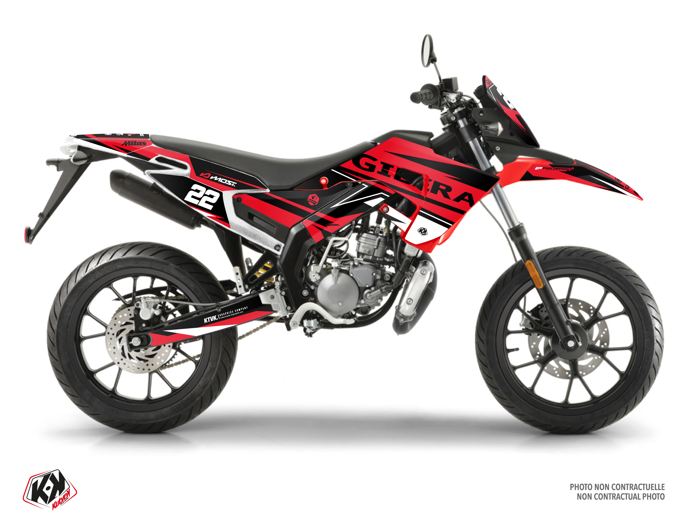 gilera 50cc ridge  graphic kit red-black