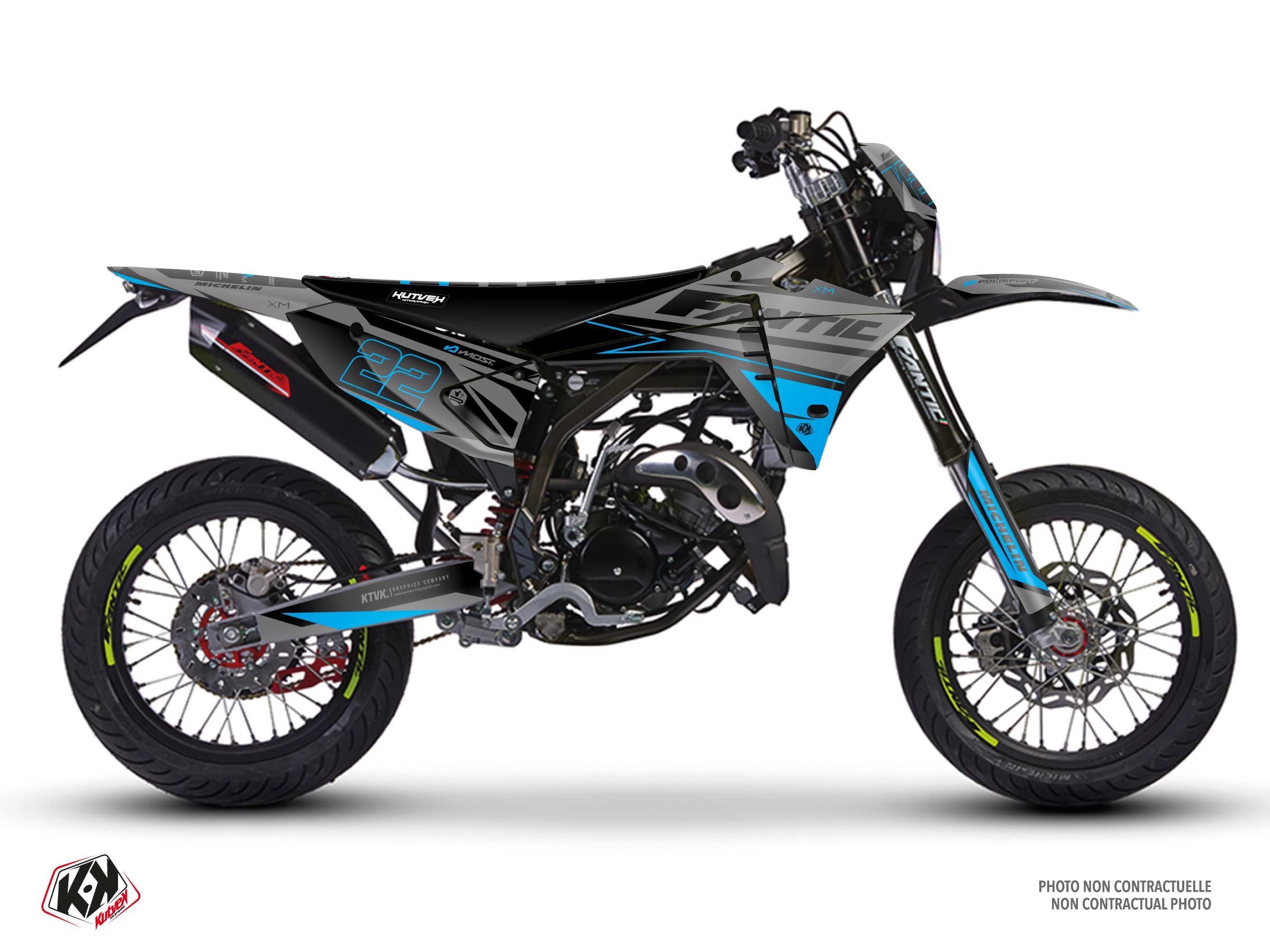 fantic 50cc ridge  graphic kit black-blue