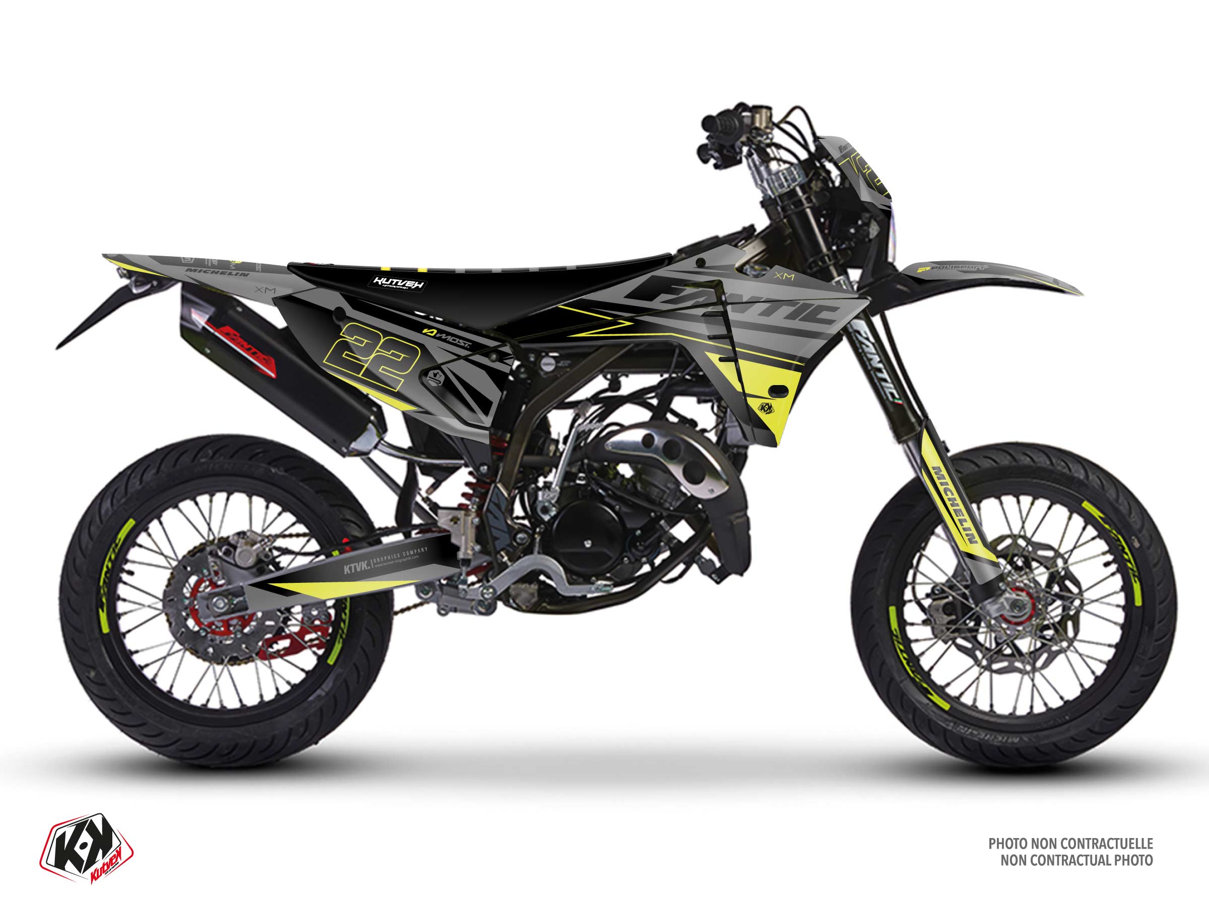 fantic 50cc ridge  graphic kit black-neon yellow