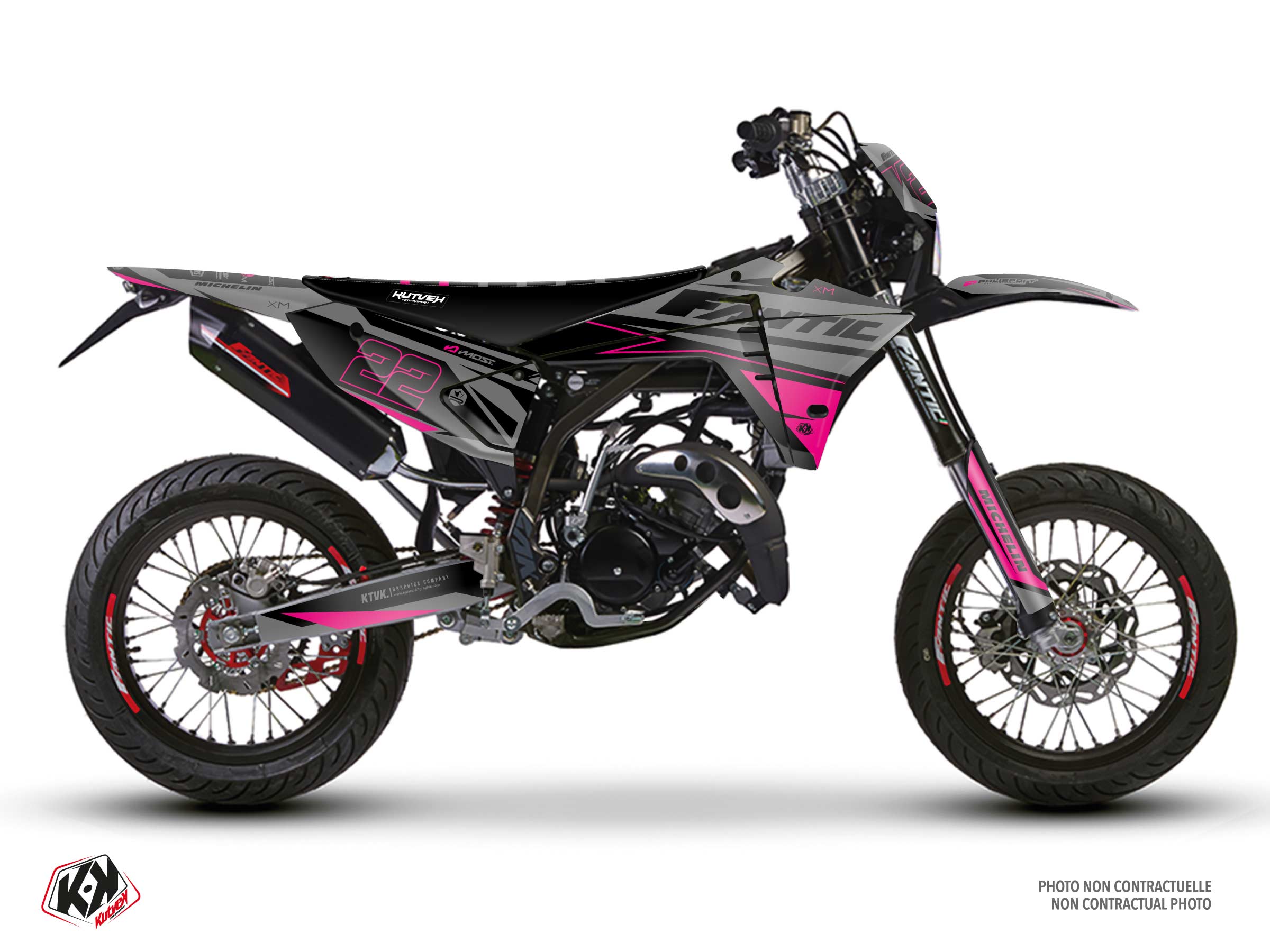 fantic 50cc ridge  graphic kit black-pink