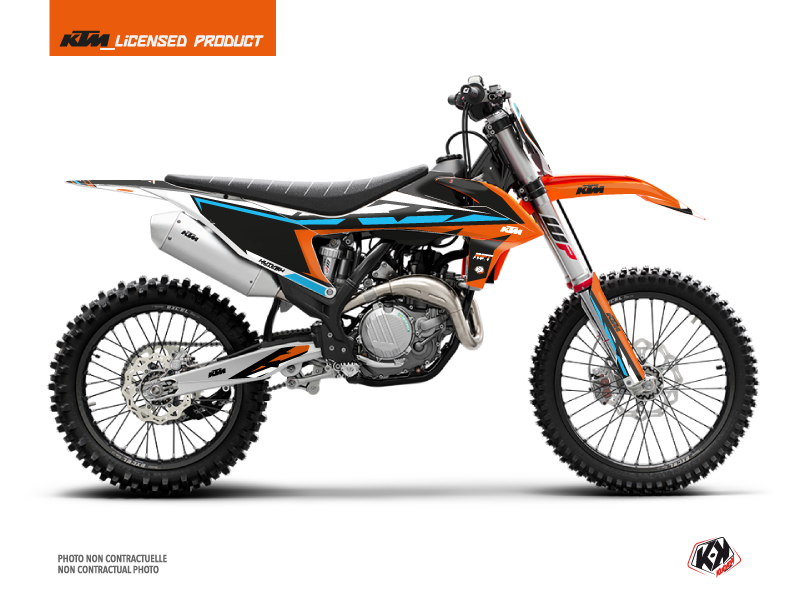 kit déco motocross ktm rift orange-bleu 