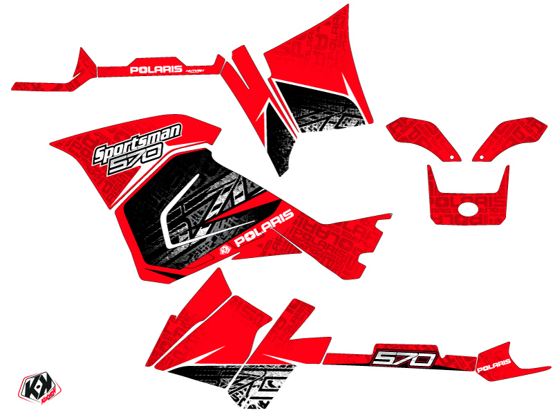 Polaris 570 Sportsman Touring ATV Rock Graphic Kit Red