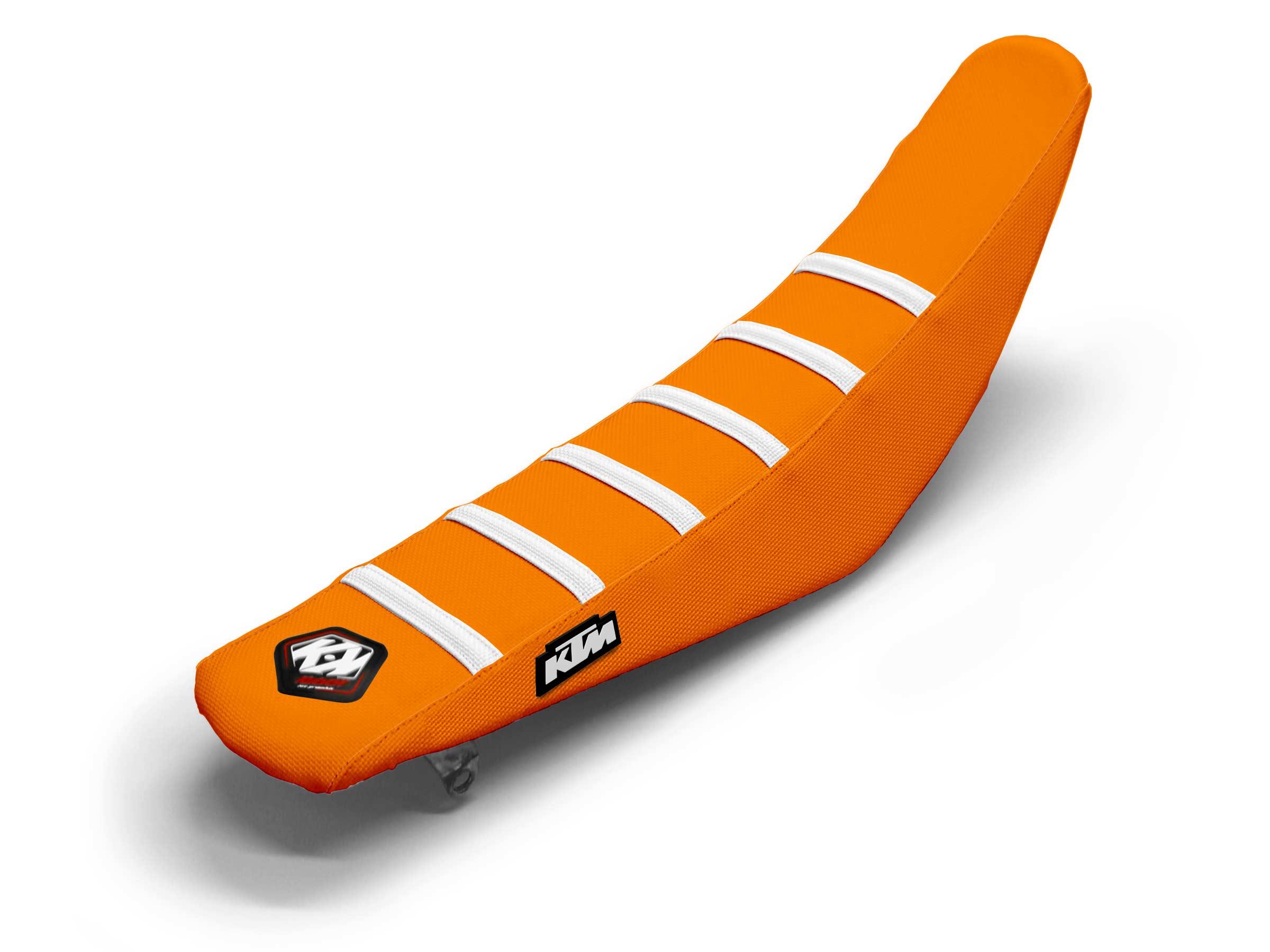 Housse De Selle Motocross KTM Blanc/Orange 6 Ribs