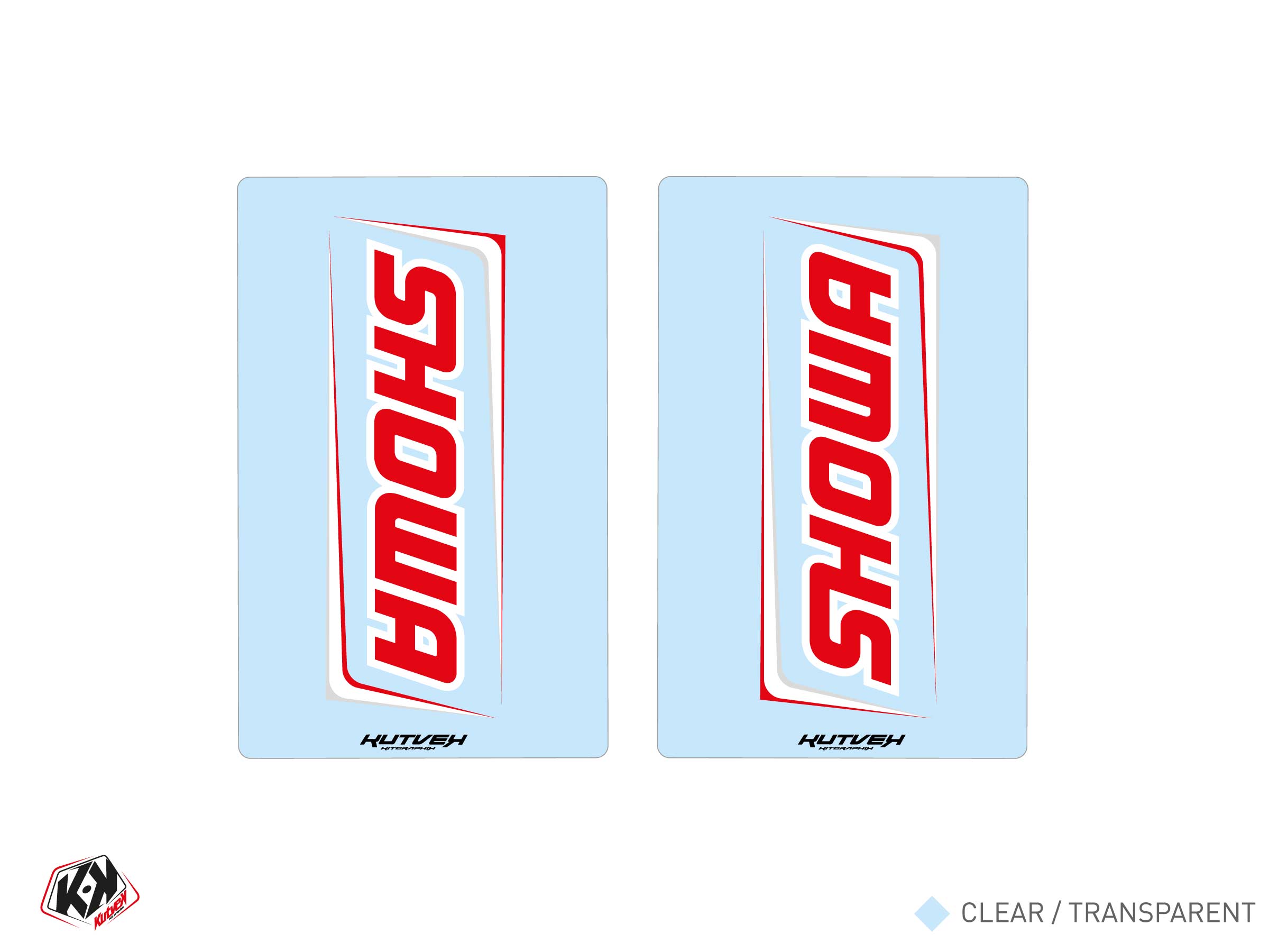 Stickers de fourche Moto Cross SHOWA V1 Transparent - 250x160mm