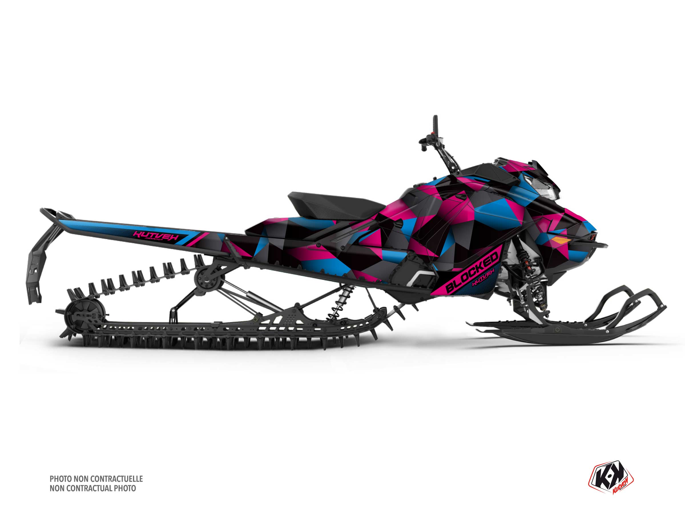 kit déco motoneige skidoo renegade 800r power tek blocked noir-rose-bleu   