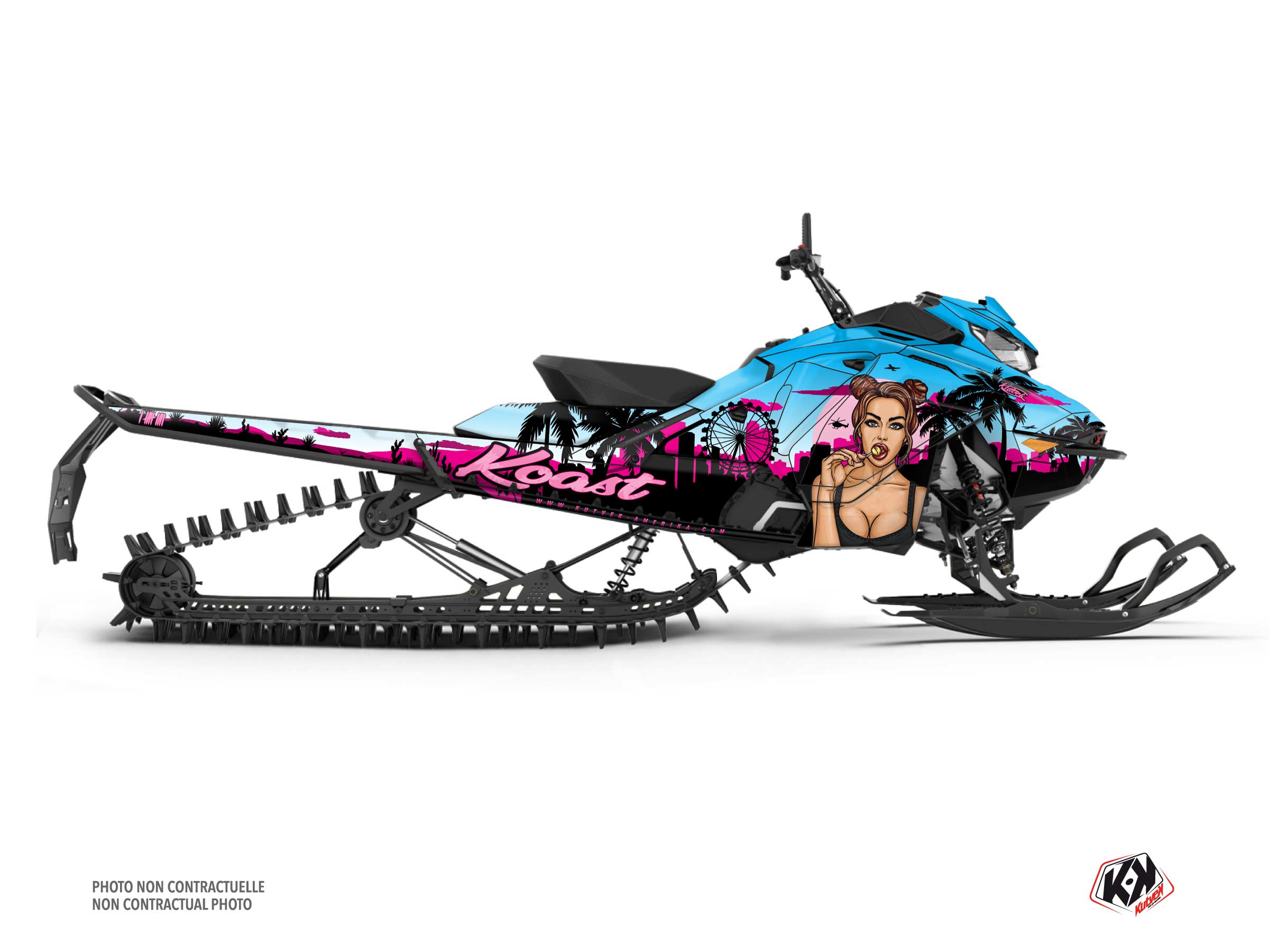 kit déco motoneige skidoo renegade 800r power tek koast noir-rose-bleu   
