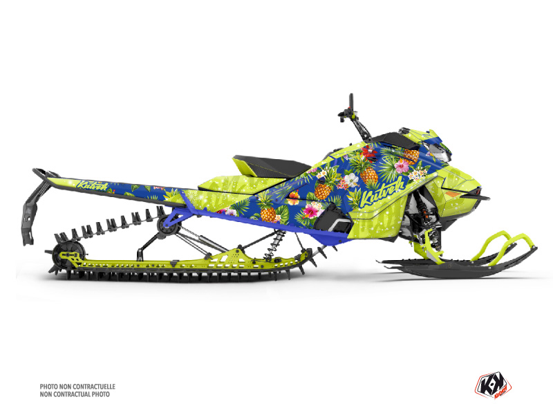 SNOWMOBILE SKIDOO SUMMIT X 800R E-TEC TROP'ICE Blue-Yellow-Neon graphic kit