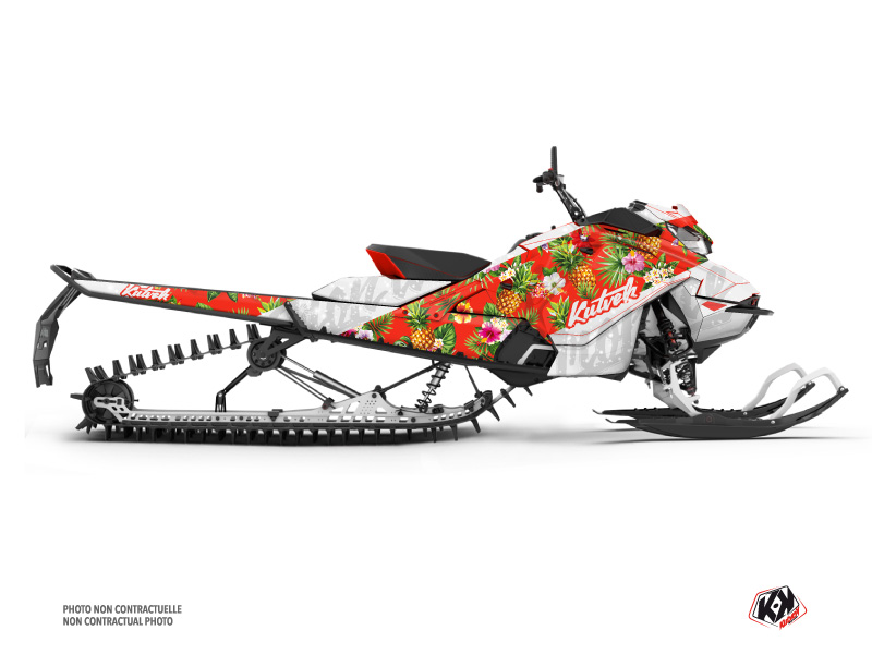 SNOWMOBILE SKIDOO SUMMIT X 800R E-TEC TROP'ICE Red-White graphic kit