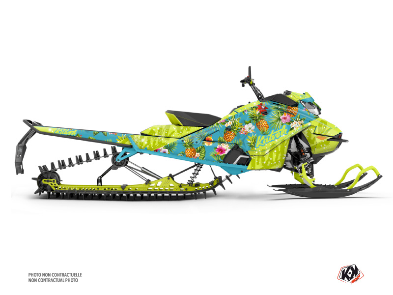 SNOWMOBILE SKIDOO SUMMIT X 800R E-TEC TROP'ICE Turquoise-Yellow-Neon graphic kit