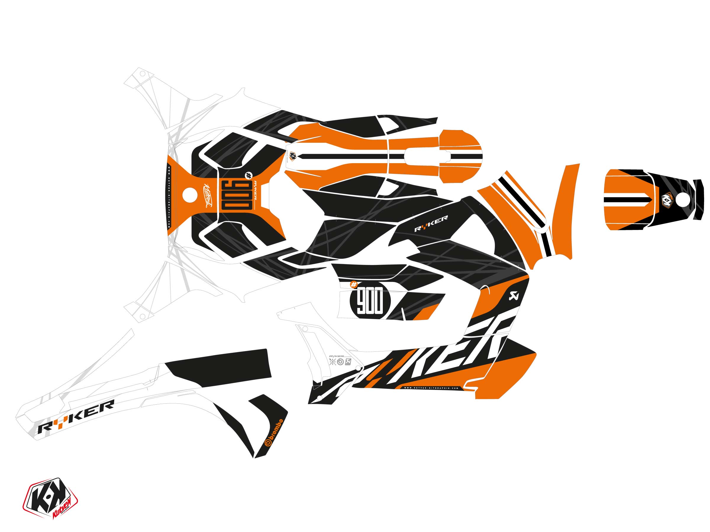 Kit Déco Hybride Speedline Can Am Ryker 900 Sport Orange