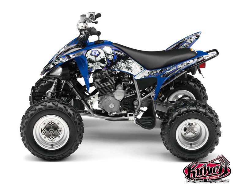 Yamaha 250 Raptor ATV Trash Graphic Kit Black Blue