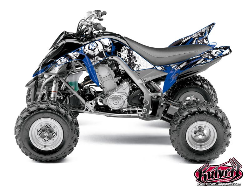 Yamaha 700 Raptor ATV Trash Graphic Kit Black Blue
