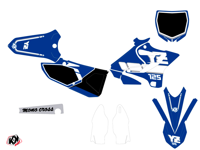 Kit Déco Moto Cross Vintage Yamaha 125 YZ Bleu