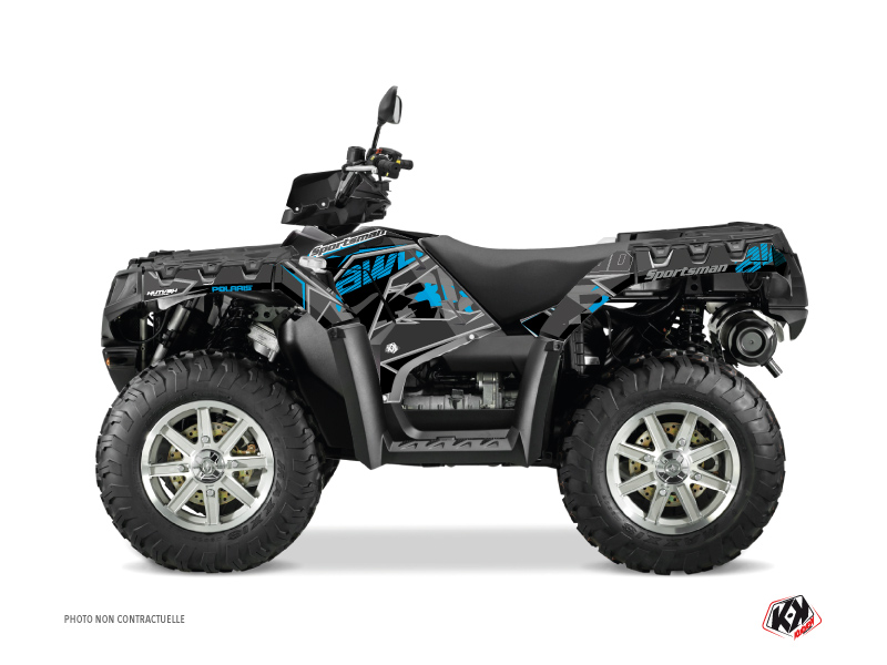 Polaris 550 Sportsman Touring ATV Visor Graphic Kit Black Blue