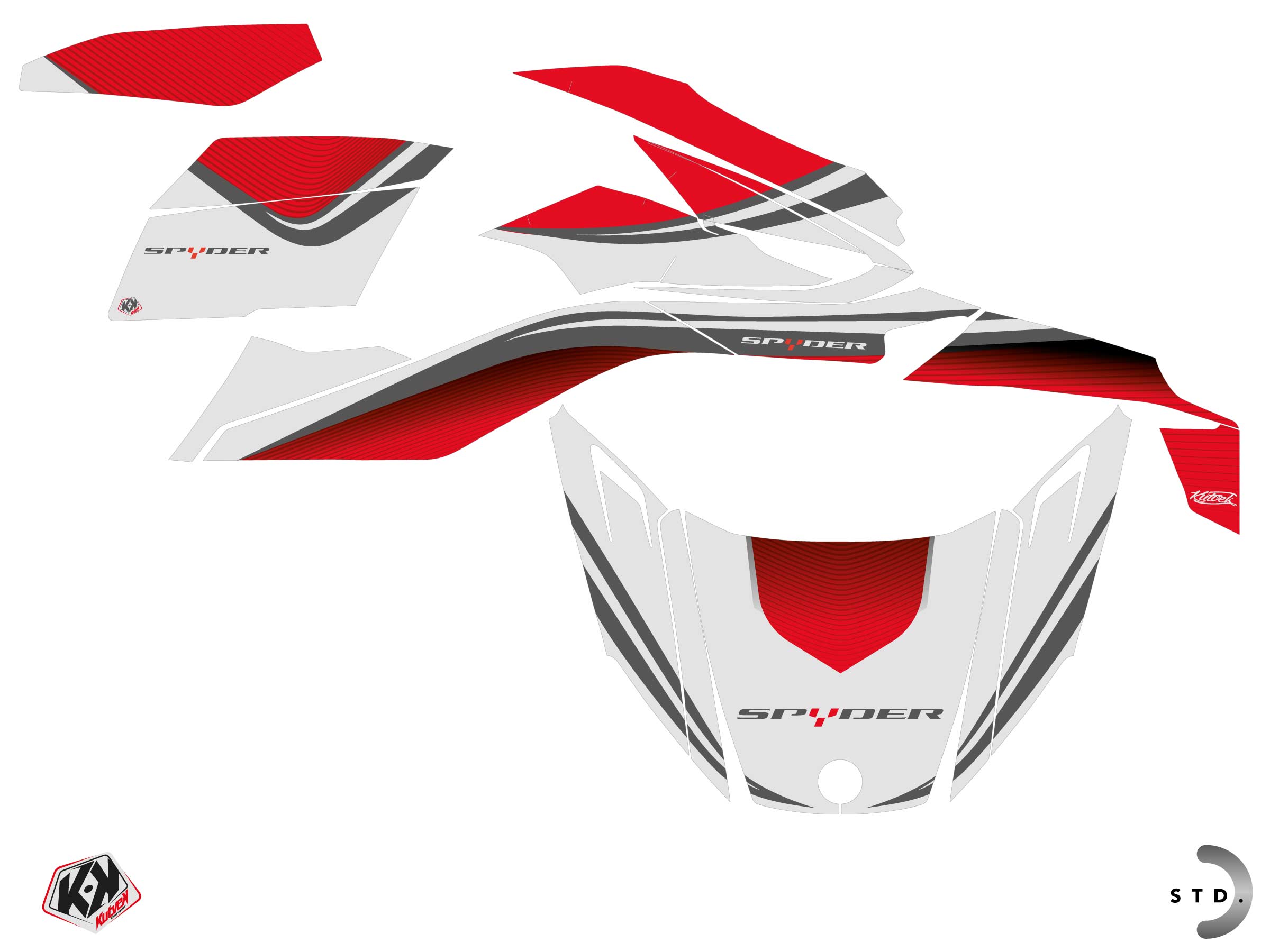 Can-am Spyder Rt Hybrid Wave Graphic Kit White