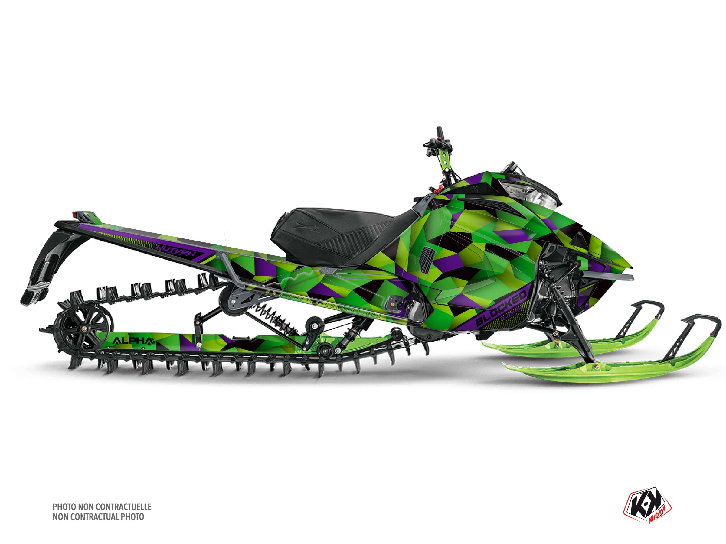kit déco motoneige arctic cat riot 6000 blocked vert-mauve